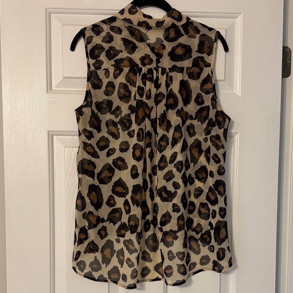 🐈 Forever 21 Leopard Animal Print Sleeveless Top - L - Picture 8 of 10